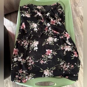 SHEIN Black Top with Pink and White Floral Design